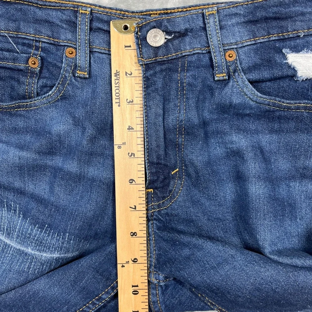 Levis 511 Slim Fit Jeans Mens 31x32 Dark Wash Blue Distressed Ripped
